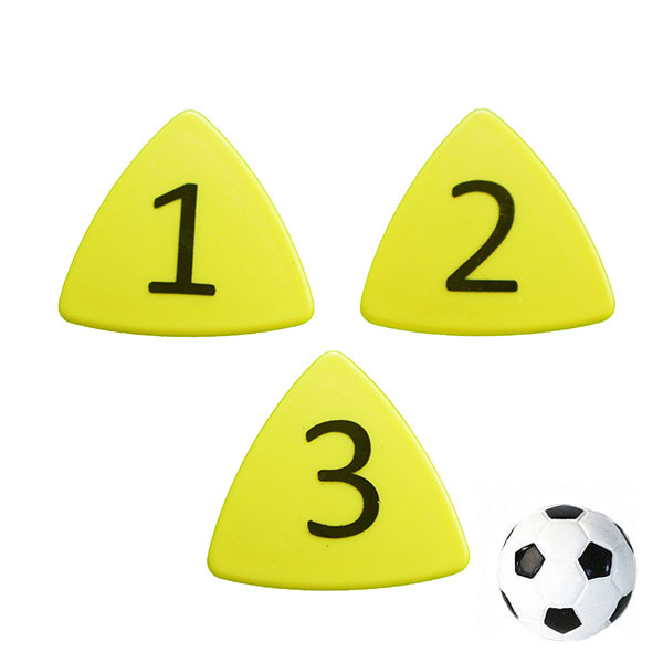 Kraftiga taktikmagneter (nr. 1-11) gul + fotbollsmagnet