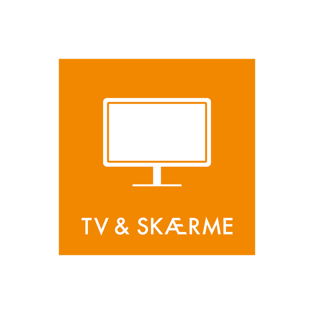 Sopsortering "TV & skärmar" - magnetskylt 30x30 cm.