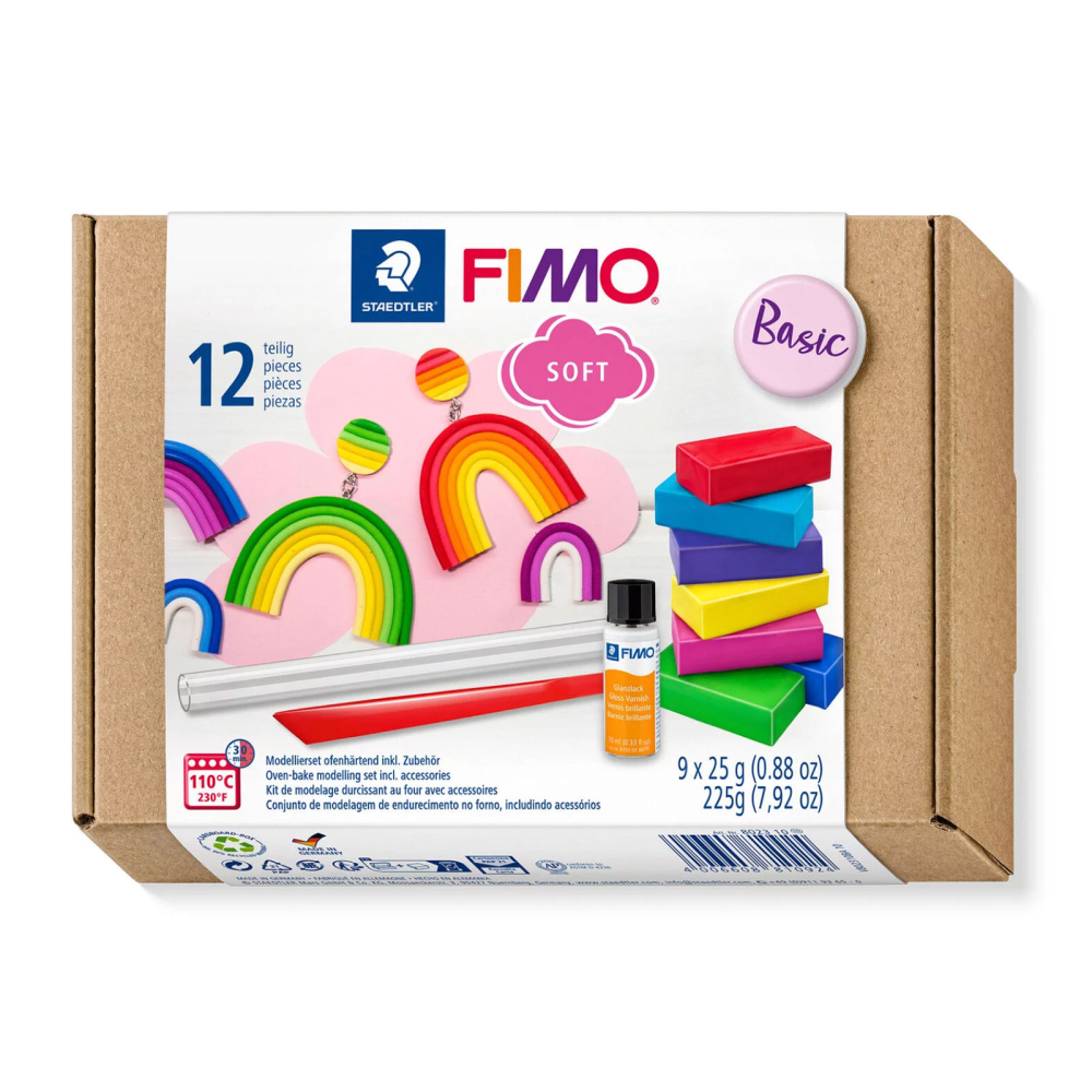 FIMO Soft Basic - blanda med 9 färger och verktyg