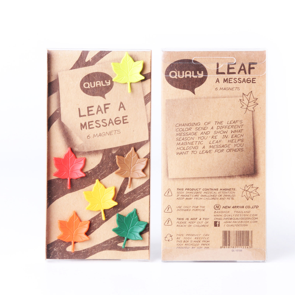 Leaf a Message blad, 6-pack - kylskåpsmagneter