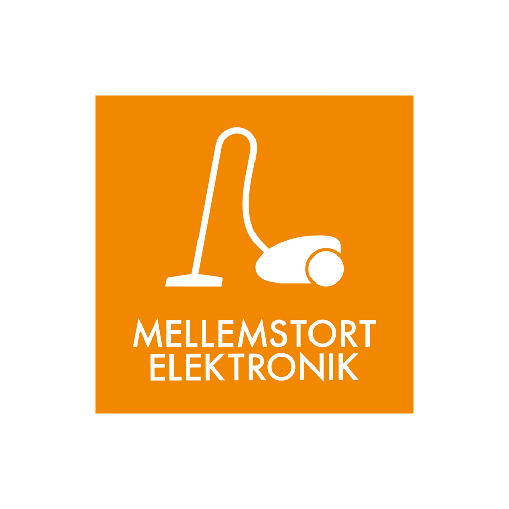 Sopsortering "medelstor elektronik" - magnetskylt 30x30 cm.