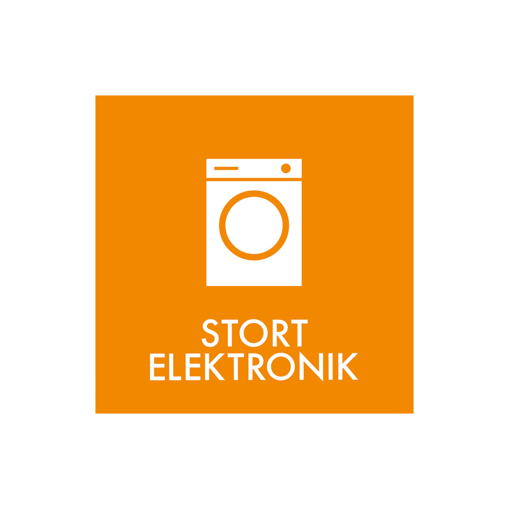 Sopsortering "stor elektronik" - magnetskylt 30x30 cm.